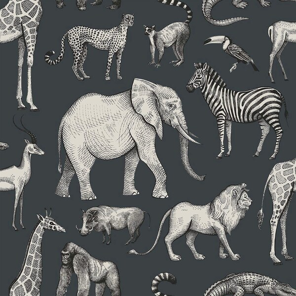 Manhattan Comfort Houston Kenji Navy Safari 33 ft L X 209 in W Wallpaper BR4060-139272 - main